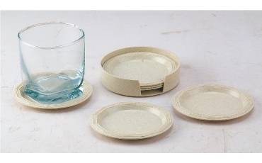 Tea Coaster Round Plastic Moulding With Holder For Coasters Set of 6 PCS